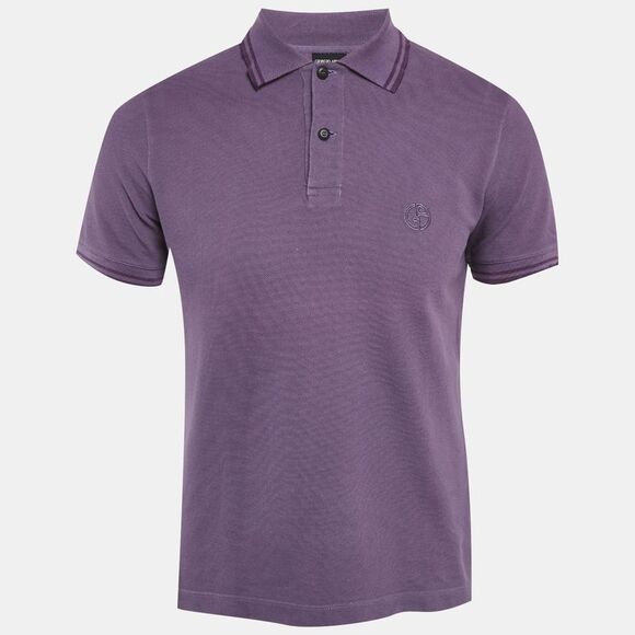 Giorgio Armani Purple Cotton Pique Polo T-Shirt M